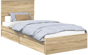 vidaXL Pat cu storage Stejar Sonoma 90 x 200 cm Lemn compozit