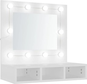 vidaXL Dulap cu oglindă și LED, alb, 60x31,5x62 cm