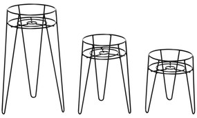 Outsunny Set 3 Suporturi pentru Plante, înălțime 23,5/30/42cm Suporturi pentru Ghivece din Metal, Suporturi pentru Plante pentru Interior și Exterior, Negru | Aosom Romania