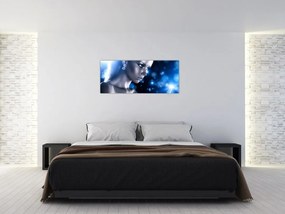 Tablou - Femeia, sclipici albastru (120x50 cm)