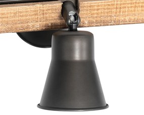 Lampă suspendată rustică neagră cu lemn 8 lumini - Jelle