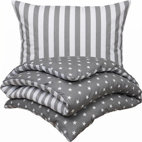 Lenjerie pat 1 pers., 4Home Stars gri, din bumbac, 140 x 200 cm, 70 x 90 cm