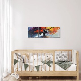 Tablou - Copac multicolor (cu ceas) (90x30 cm)