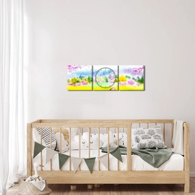 Tablou - Căprioară pictată, acuarelă (cu ceas) (90x30 cm)