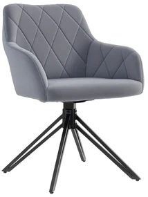 HOMCOM Fotoliu de accent in design retro imitatie catifea 58 cm x 60,5 cm x 79 cm otel gri | Aosom Romania