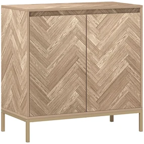 HOMCOM Mobilier de depozitare bufet cu 2 uși în șevalet, raft reglabil și picioare din oțel, dim. 78 x 40 x 78 cm, stejar | Aosom Romania