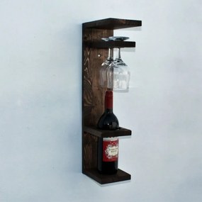 Suport sticla vin din lemn 1001 Homs 12 x 55 x 15 cm, Maro