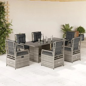 vidaXL Set mobilier de grădină cu perne, 7 piese, gri, poliratan