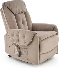 Fotoliu recliner HORTON, stofa catifelata bej - Mavel 38, 80x97/158x90