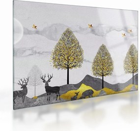 Tablou pe sticlă cu cerbi pictați (70x50 cm)