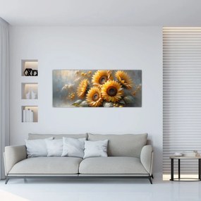 Tablou - Pictură cu floarea-soarelui (120x50 cm)