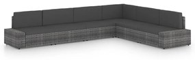 3067177 vidaXL Set mobilier de grădină cu perne, 6 piese, gri, poliratan