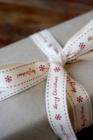 Panglica din bumbac, 5m, Merry Christmas