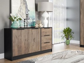 Comodă Pengasa 2D3S (Negru + Stejar viking) . 1103666