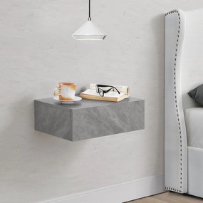 Noptiera montata pe perete 46x30x15 cm cu sertar, aspect beton