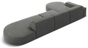 Colțar gri cu tapițerie din catifea (cu șezlong pe partea stângă ) Jodie - Micadoni Home