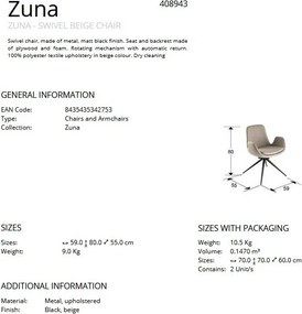 Scaun pivotant dining design elegant Zuna bej