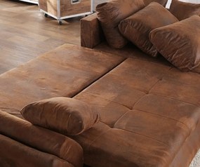 Colțar extensibil dumonde cu ladă de depozitare si sezut confortabil din spuma high-density, Loana Madagaskar Brown 270x185 cm