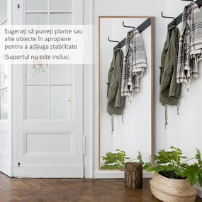 HOMCOM Oglindă Lungă din Lemn Design Natural, Montare Verticală/Orizontală, pentru Hol sau Dormitor, Maro | Aosom Romania
