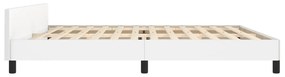Cadru de pat cu tablie, alb, 200x200 cm, piele ecologica Alb, 200 x 200 cm, Nasturi de tapiterie