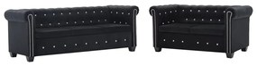 275615 vidaXL Set canapele Chesterfield, 2 buc, tapițerie catifea, negru