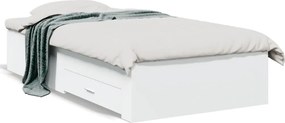 vidaXL Cadru de pat cu sertare, alb, 90x190 cm, lemn prelucrat