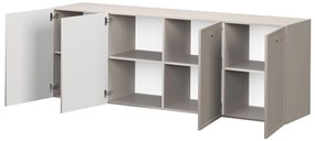 Comodă suspendată cu patru uși Lorini 200 cm - cașmir / mânere aurii T-bar