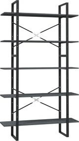 vidaXL Bibliotecă cu 5 rafturi, gri, 100x30x175 cm, lemn masiv de pin