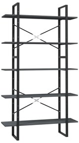 3082005 vidaXL Bibliotecă cu 5 rafturi, gri, 100x30x175 cm, lemn masiv de pin