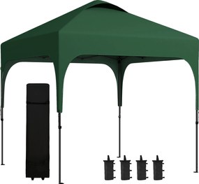 Outsunny Cort de grădină 250x250x268 cm Protecție UV50+ Reglabil pe înălțime cu 4 saci de nisip și husă de transport Verde | Aosom Romania