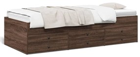 3280894 vidaXL Cadru de pat cu sertare, stejar maro, 75x190 cm, lemn prelucrat