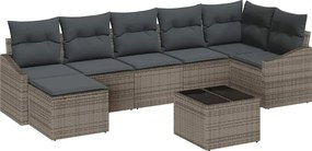 vidaXL Set de canapele pentru grădină 8 pcs Gri deschis poliratan