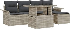 vidaXL Set de canapele pentru grădină 6 pcs Gri deschis Rattan poli