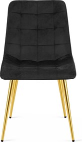 Scaun de dining SPLIT VELVET cu picioare aurii, negru