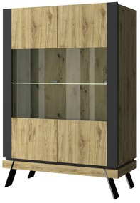 Vitrină Stacee (Stejar navarra + negru). 1053244