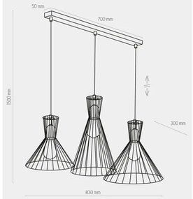 Lustră pe cablu SAHARA 3xE27/60W/230V