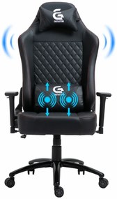 Scaun gaming, masaj în perna lombară, piele ecologica perforata, Genator V4, Negru