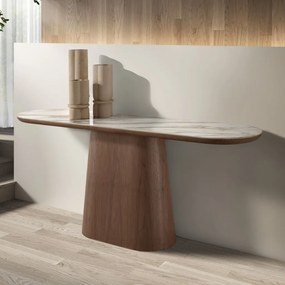 Consola cu blat din marmura portelanata Walnut 180x45cm