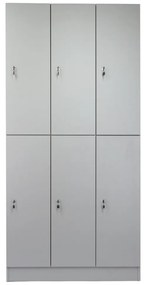 Dulap din lemn Visio LUX - 6 cutii, 90 x 45 x 185 cm, incuietoare cilindrica, gri