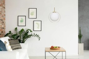 Lustra din sticla/fier Nadja Small alba/aurie , un bec