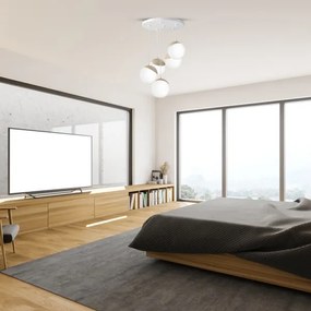 Lustră pe cablu SFERA WOOD 5xE14/40W/230V alb