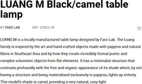 Veioza/Lampa de masa design decorativ LUANG M Black/camel
