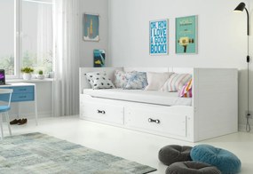 Expedo Pat pentru copii OLYMP P2 + SD + saltea + somieră GRATIS, 200x80, alb