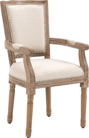 HOMCOM Scaun pentru sufragerie, scaun de bucătărie, decor cu nituri, stil rustic francez, lemn de cauciuc, Crem-alb, 59 x 63,5 x 96cm | Aosom Romania