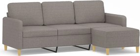 vidaXL Canapea cu 3 locuri și taburet, taupe, 180 cm, material textil
