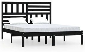 3100997 vidaXL Cadru de pat, negru, 120x190 cm, mic, dublu, lemn masiv de pin