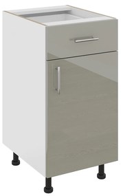 Corp Baza Karo, 1 Sertar, 1 Usa, Gri Lucios/Alb, MDF, 40 x 50 x 80 cm