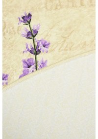 Covoraș de baie Foutastic Circle Vintage, ø 100 cm, motive florale, violet