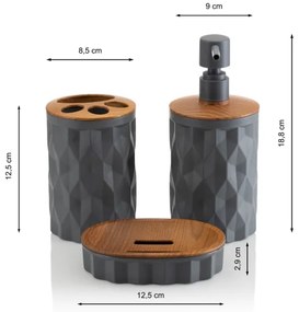 Set de baie REINA 5 buc. antracit/maro