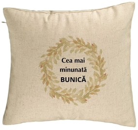 Perna Decorativa pentru Bunica 5, 40x40 cm, Bej, Husa Detasabila, Burduf